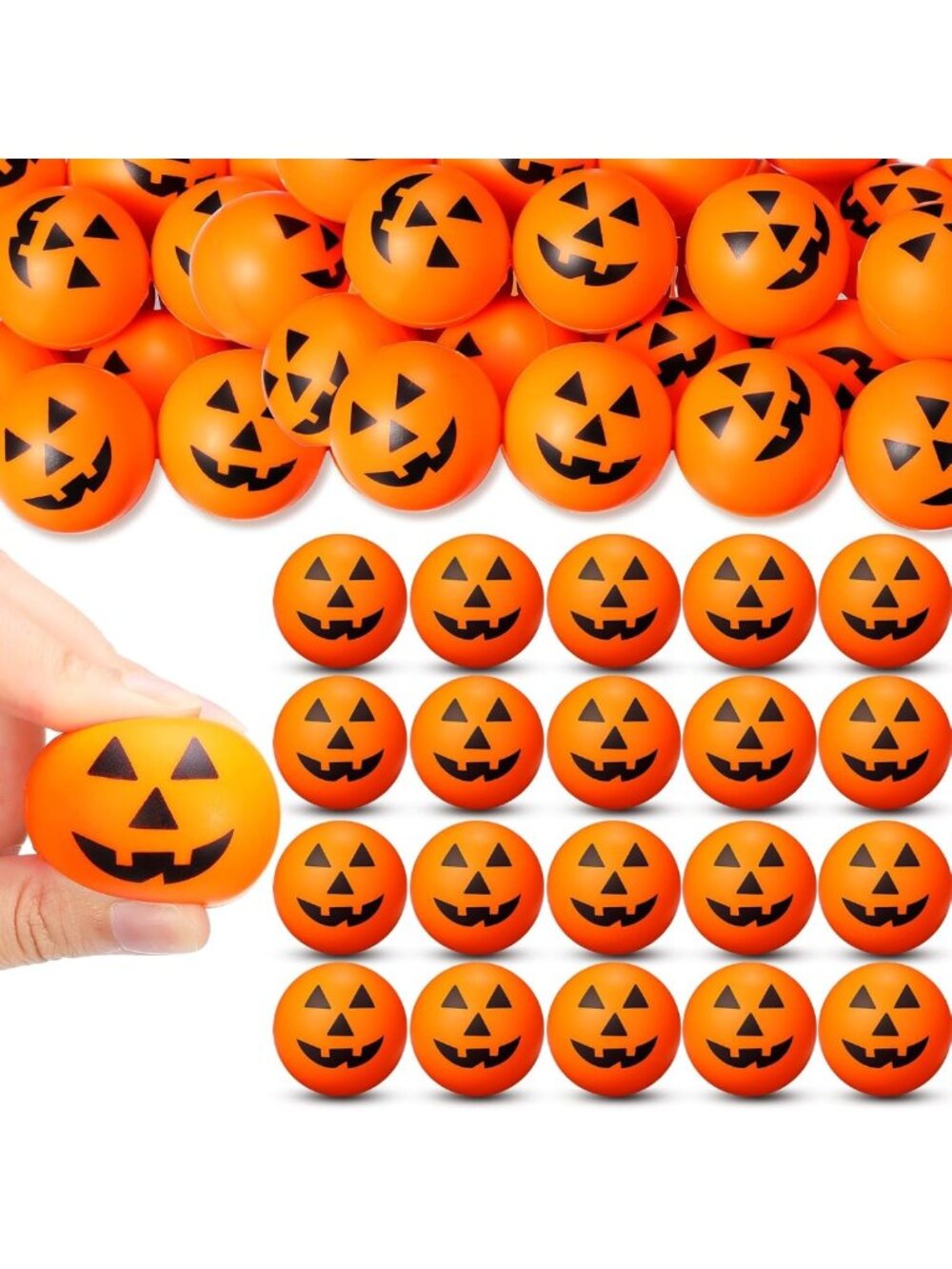 200 Pcs Mini Halloween Pumpkin Balls - 1.57" Decorative Fall Decor, Bulk Set